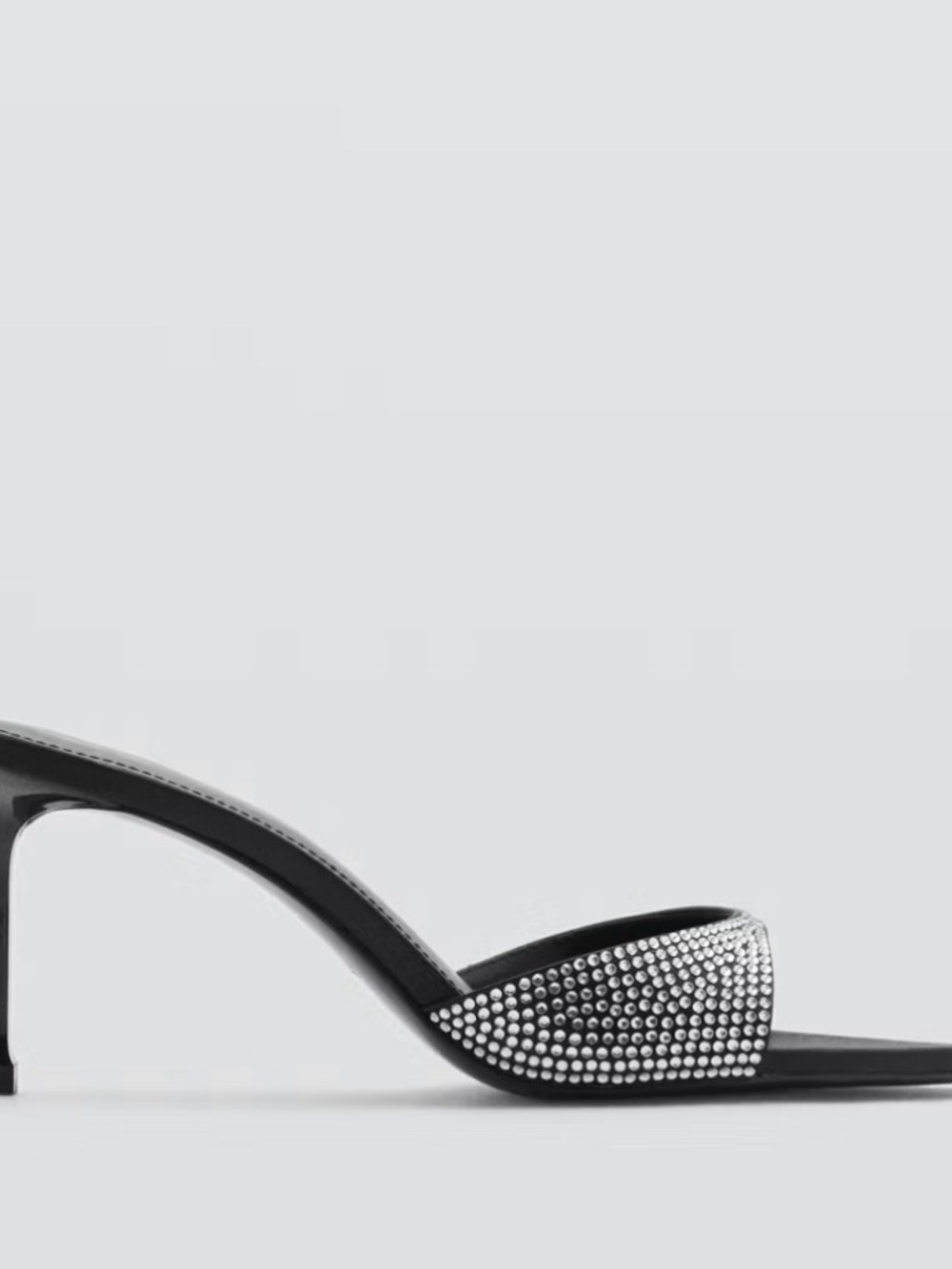 MANGO Women's Black Crystal Slide Heel
